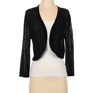 NWT Soft Surroundings Cropped Sweater Shrug Cardigan Black Fine Knit XL